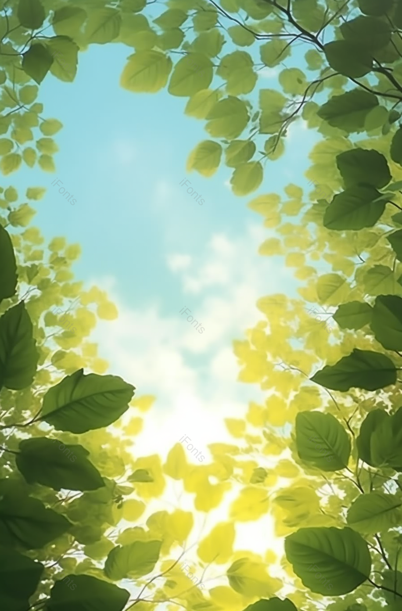 卡通水彩大自然树叶植物广告背景,高清,摄影图,摄影图片,图片大全,摄影图免费下载